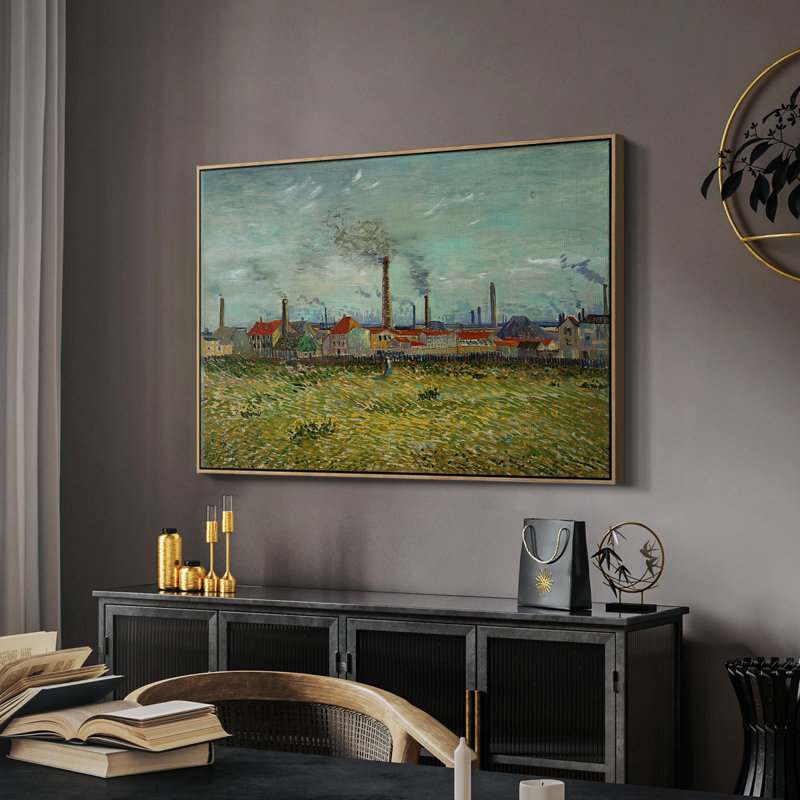 Factories at Clichy, 1887 - Vincent van Gogh, toile tendue avec châssis, 26 x 40, Naturel