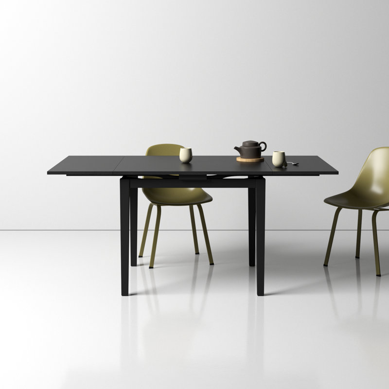 Arizona Extendable Solid Wood Base Dining Table, Black