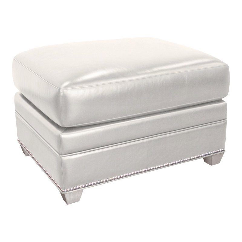 Connelly 28" Springs Ottoman, Dove Gray, Zola Moon Dance Genuine Leather, Yes