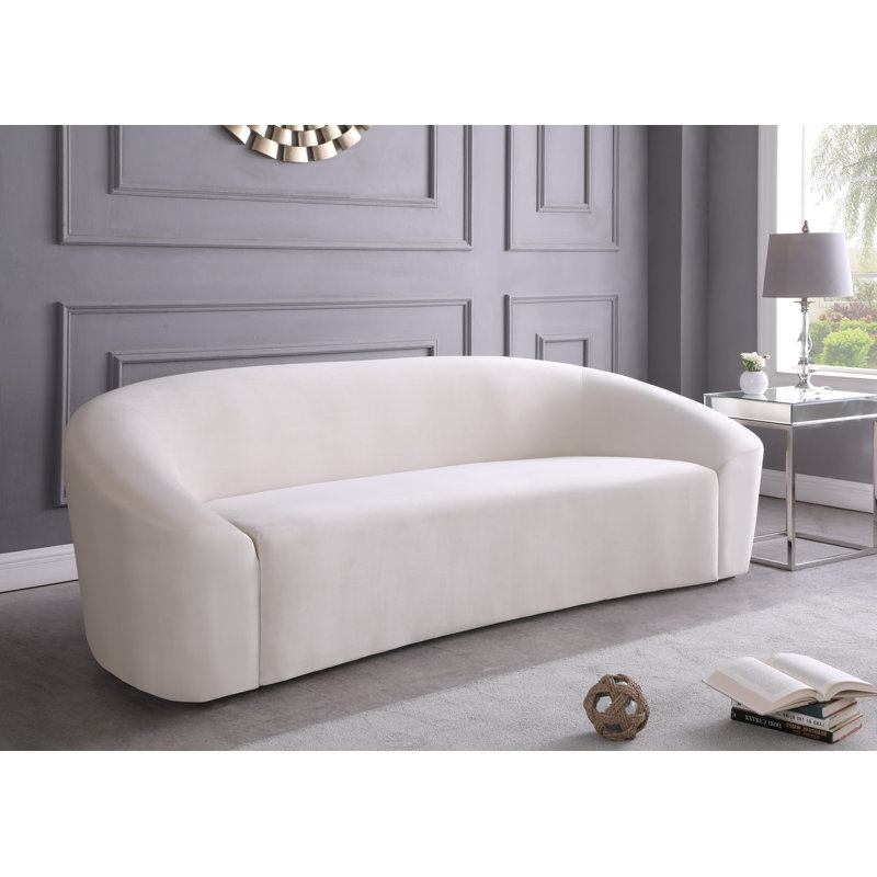 Canapé courbé Alaw, Velours crème, H 29,5 po x l 91 po x P 35,5 po