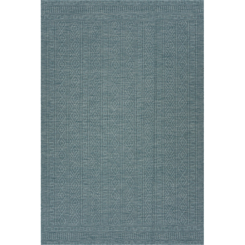  Tapis intérieur / extérieur contemporain Anessae, Bleu clair, Tapis de couloir 2 pi 6 po x 8 pi