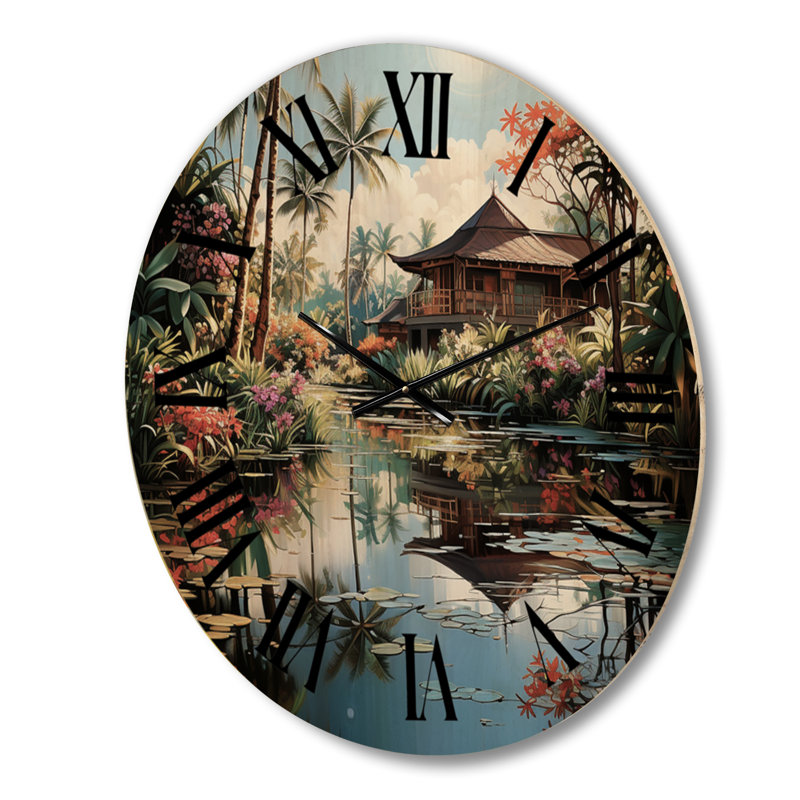 Horloge murale en bois massif Narding, Moyenne