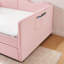 Lit de jour double, lit de jour rembourré en vichy équipé d'un cadre de lit gigogne escamotable et d'une poche de rangement latérale, canapé-lit multifonctionnel en bois massif pour chambre d'enfant et chambre d'amis - Rose-131098159-131098160