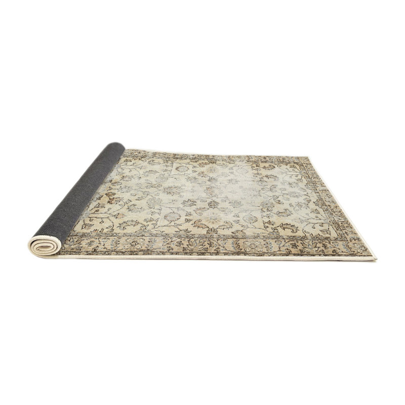 Tapis contemporain beige / olive clair, Rond 8 pi