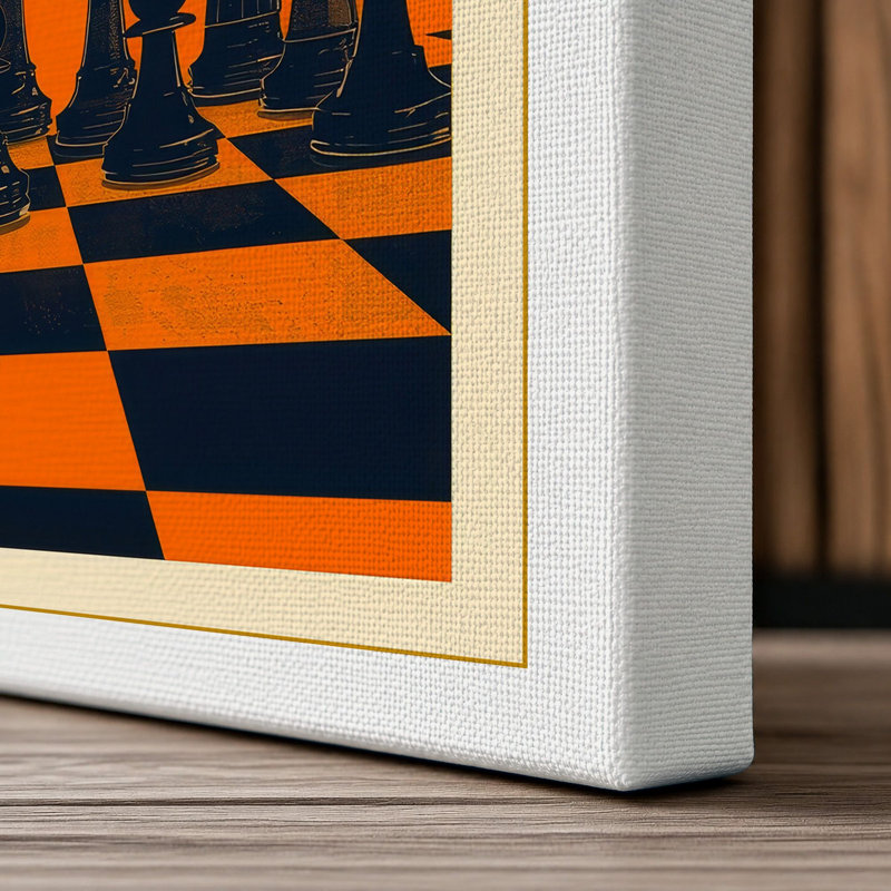 Sun and Chessmen Retro - Wrapped Canvas, 36x24 - 91.4 x 61.0 cm, White Border