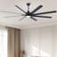 Très grand ventilateur de plafond noir 84 pouces avec télécommande 8 pales