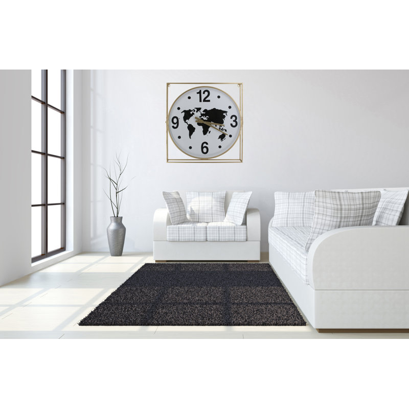 World Map Clock Metal Clock - 24" x 26" - Gold Frame