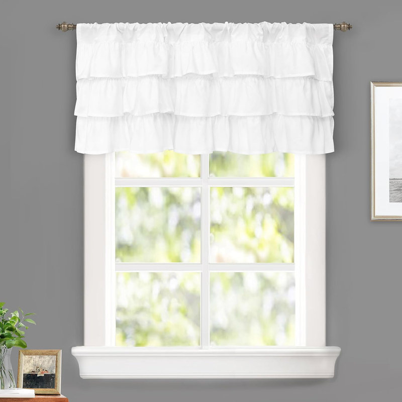 Chakya Solid Tailored Window Valance, White