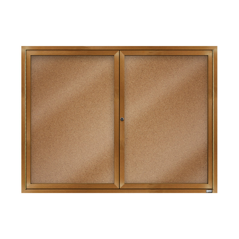Tableau d’affichage mural en aluminium encastré, Bois de chêne, Deux, H 36 po x l 60 po
