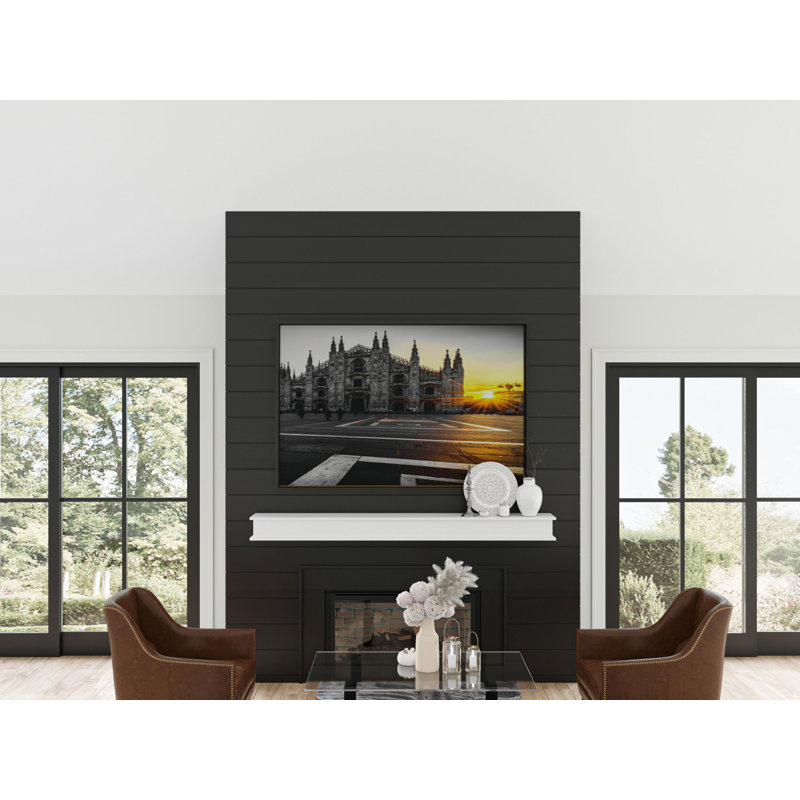 Hand Carved Wood Mantel, 72" L, White