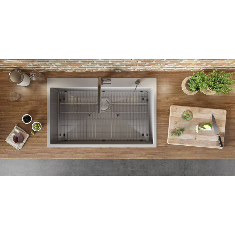 Tirana 15" L x 15" W Drop-In Kitchen Sink with Basket Strainer