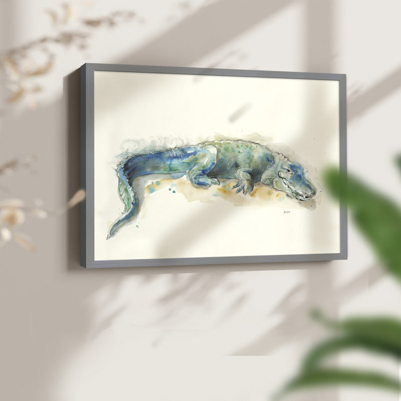 Alligator -Framed Print - Restickable, 11" H x 14" W, Gray