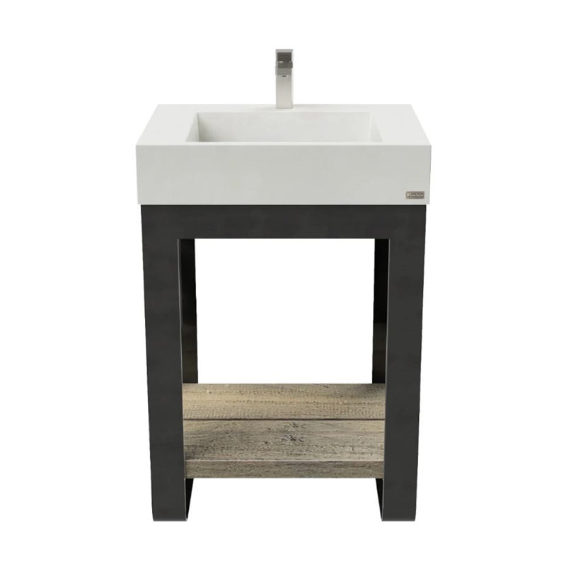 Outland 24'' W Single Vanity, No Holes, Storm, Brushed Nickel