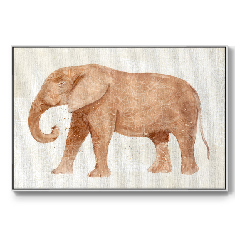 " Elephant Wisdom I ", 25" H x 37" W x 2" D, White