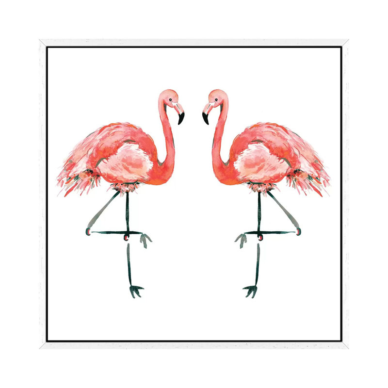 Flamingos by Bria Nicole - Print on Canvas, White Framed, 66.04 cm H x 66.04 cm W