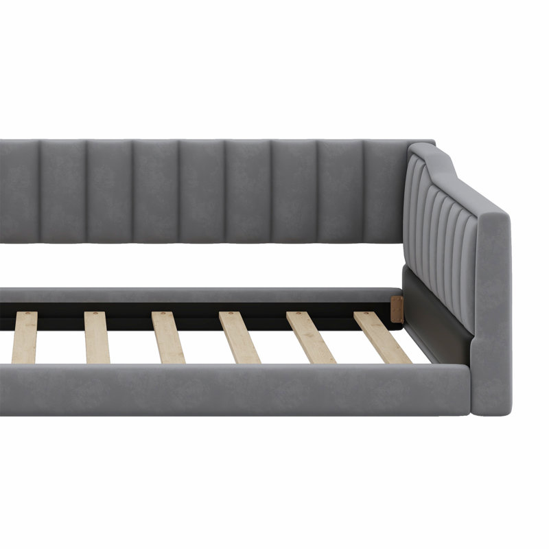 Upholstery Daybed And Side Storage Pocket, Gray, Twin XL