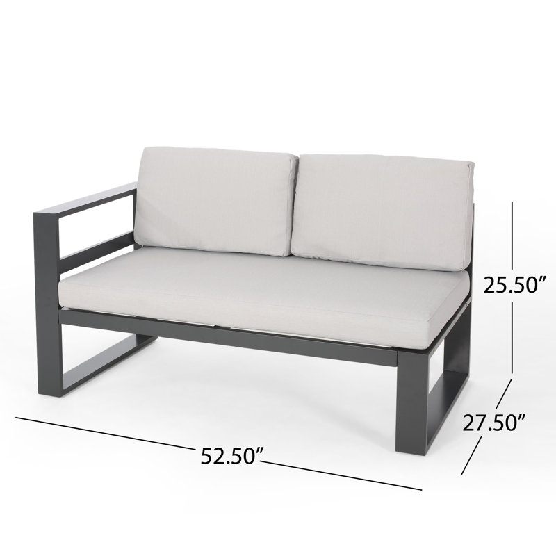  Ensemble de causeuse d'extérieur en aluminium, canapé de patio moderne avec coussins, conception résistante aux intempéries pour le jardin et la piscine, gris