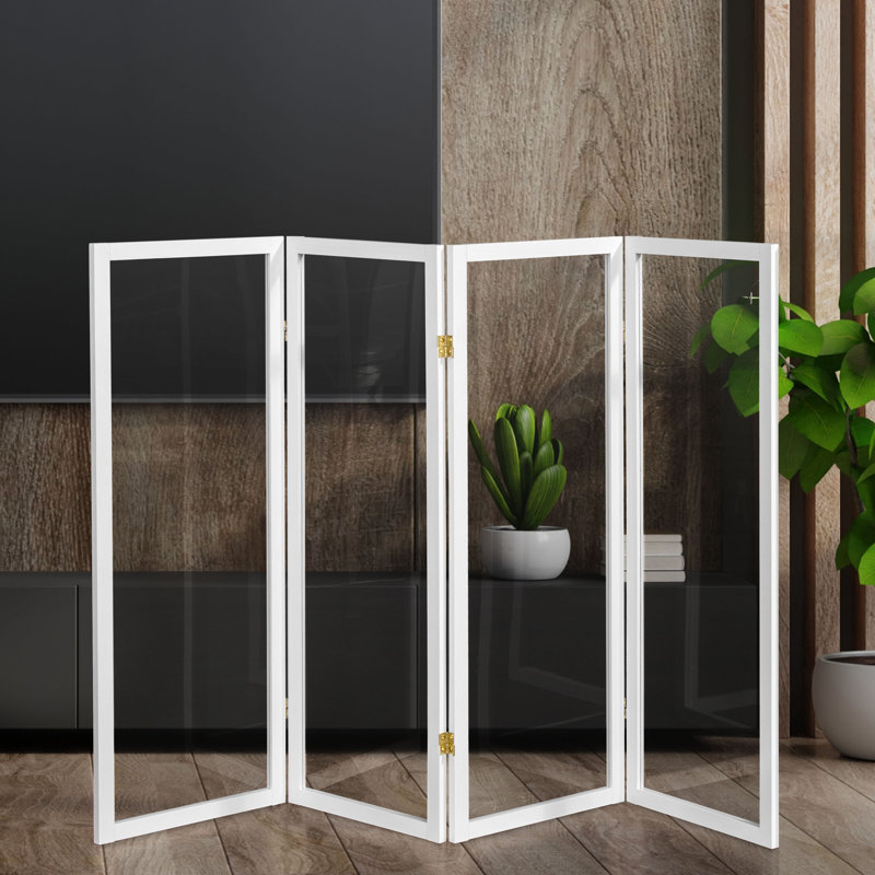 4 Ft. Tall Clear Screen Natural 6 Panel, 4, White, 36" H x 15.75" W x 1" D