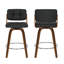 Tabouret de comptoir pivotant en cuir moderne de 26 po avec structure en bois robuste-2025727766