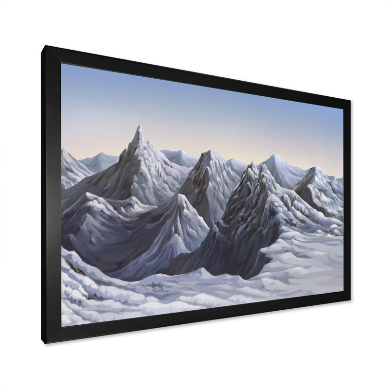 «White Winter Snow Mountain», peinture sur toile, Cadre d'angle fermé noir, H 8 po x l 12 po x P 1 po
