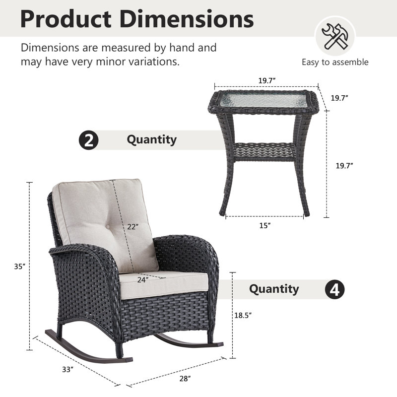 Ensemble de conversation d'extérieur en osier avec coussins pour 4 personnes Gaetanino, Beige, Noir