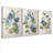 Blue Floral Canvas Wrapped Wall Art, Oil Painting Print (Set of 3)-1719035038