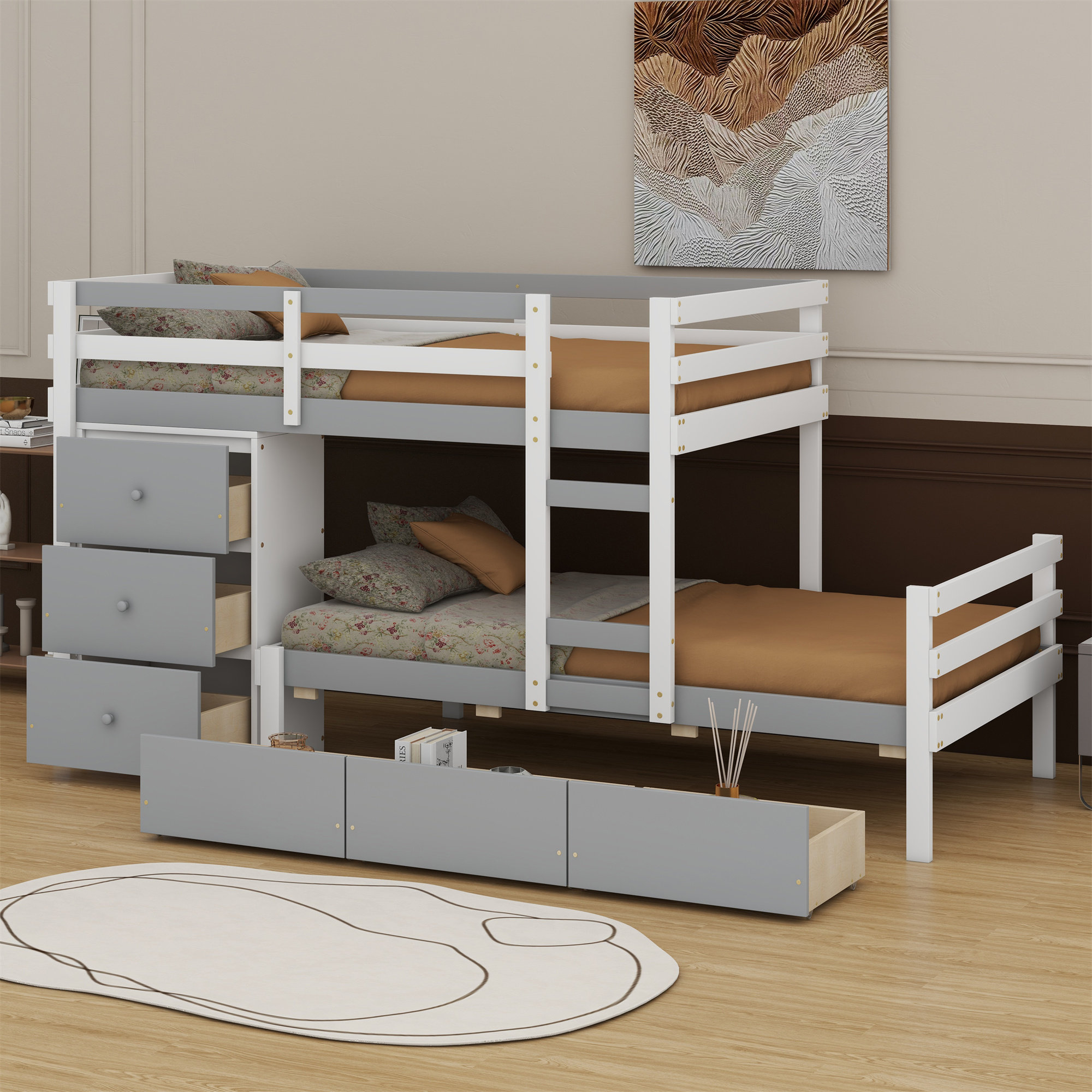 Harriet Bee Loft Bunk Bed With Drawers And Ladder - Wayfair Canada