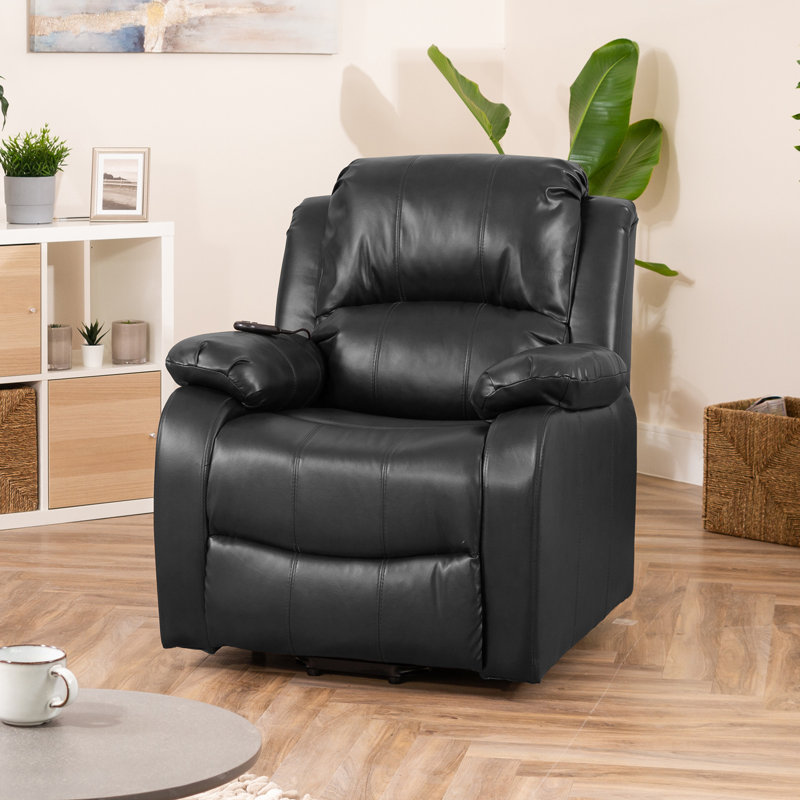 Patchway Faux Leather Heated Massage Chair, Black