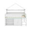 Lit mezzanine double avec toit à baldaquin et armoire de rangement-718705765