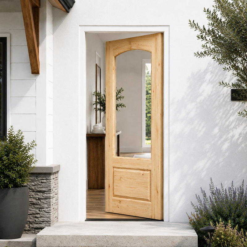 Porte d'entrée en bois massif en verre brut avec double verre trempé, 32 po x 80 po
