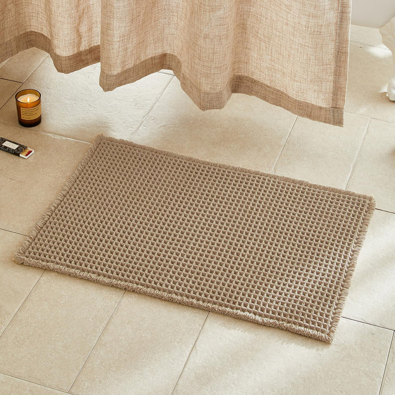 Tapis de bain gaufré, tapis de salle de bain Boho antidérapant lavable super absorbant à séchage rapide décor de salle de bain
