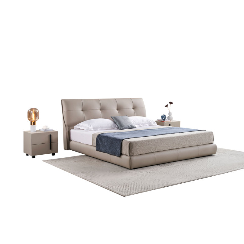 Amirjon Ermington Boskovice Leather Platform Bed, California King