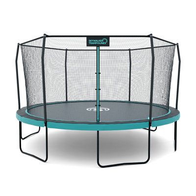 Skywalker Trampolines Signature Series 15' Round Outdoor Trampoline with Dual Color Spring Pad Teal/Black and Storage Bag