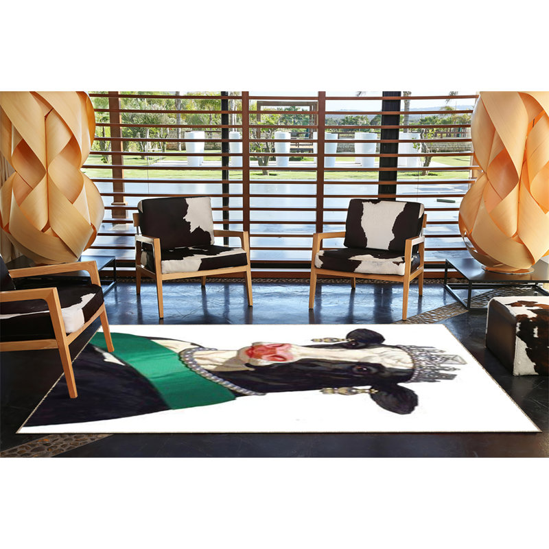 Tapis décoratif décoratif avec motif de couronne et de vache, Tapis de couloir 2 pi 8 po x 7 pi 11 po