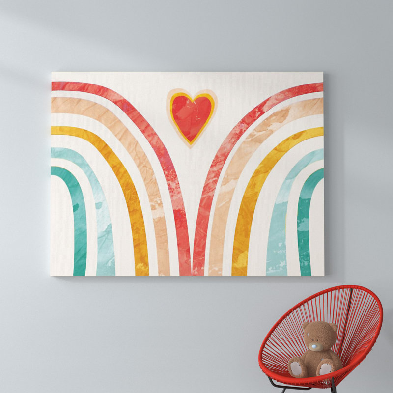 Décoration murale pour enfants «Claar Collage Rainbow Heart», Toile tendue, H 30 po x l 40 po x P 1,5 po