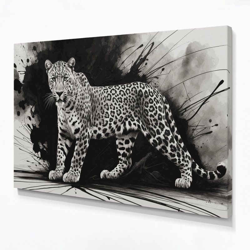 «Big Cats», art léopard sur toile gris, H 24 po x l 36 po