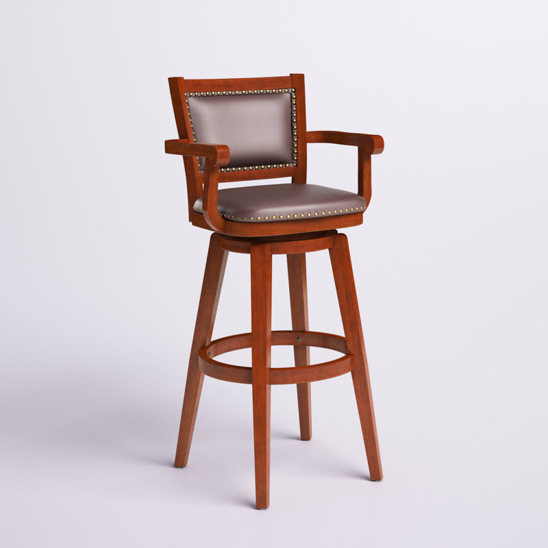 Angelija Extra Tall Swivel Bar Stool, Cherry