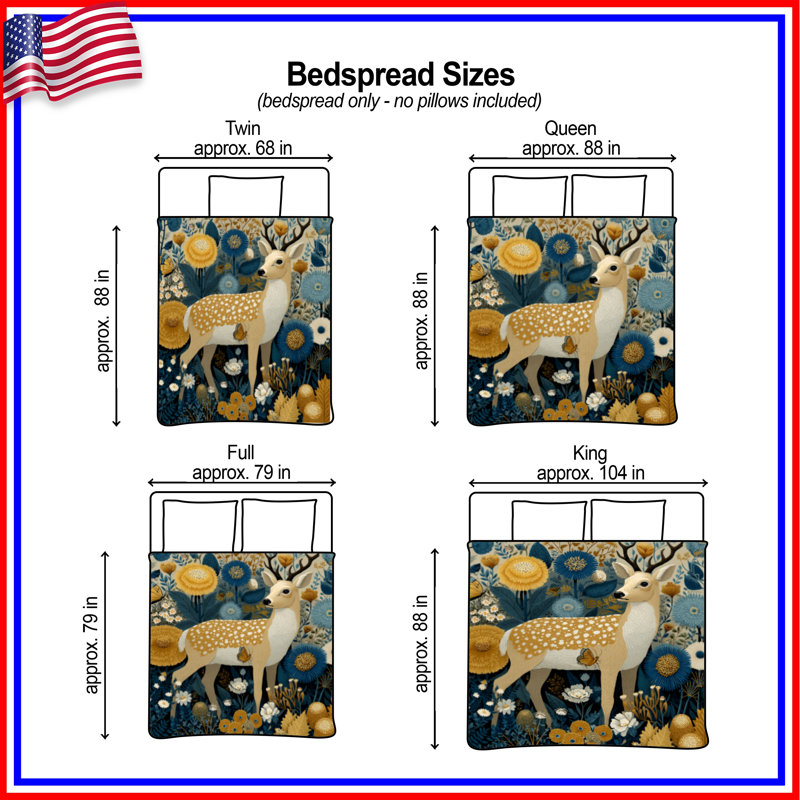 Deer In Floral Jungle Bedding Deer, couvre-lit, faune, Double