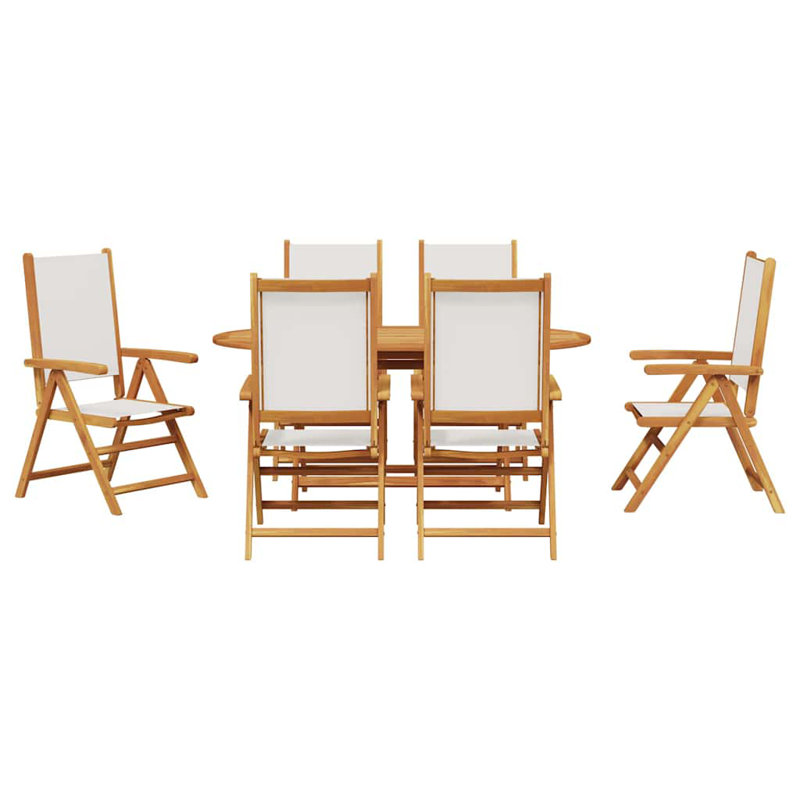 Garden Dining Set Folding Manual 7 Pcs 6-Seat Set, White