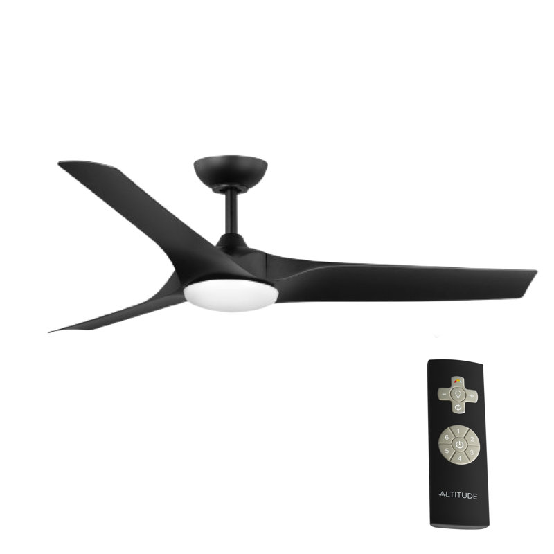 Gossamer 52'' Indoor Ceiling Fan with Light and Remote, Ceiling Fan with LED Light Kit, Modern 3-Blade Design, Quiet 6-Speed DC Motor - Matte Black