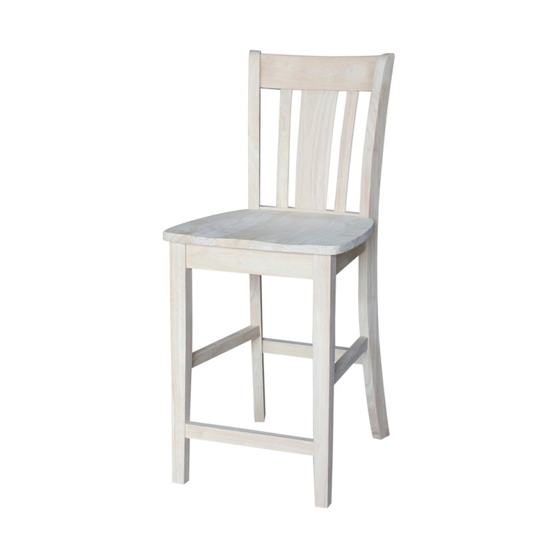  Tabouret de comptoir en bois massif Guzik, Tabouret de comptoir (siège d'une hauteur de 24 p, Non fini
