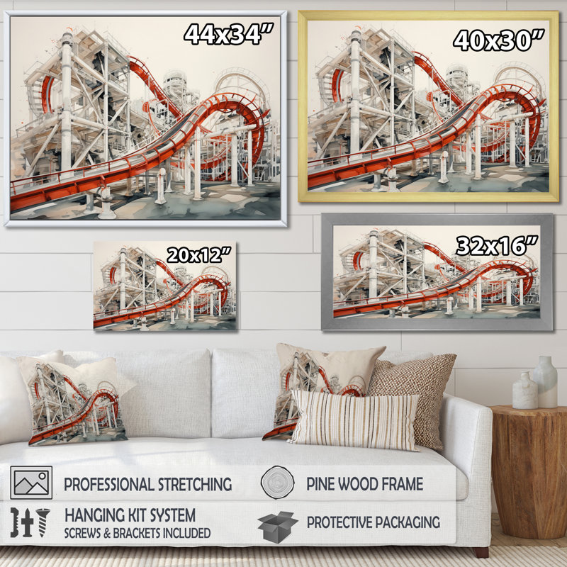 Rollercoaster Symphony II, Cadre simple blanc, H 24 po x l 32 po x P 1 po