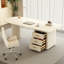 Bureau moderne en pierre frittée minimaliste avec trois tiroirs.-655801581
