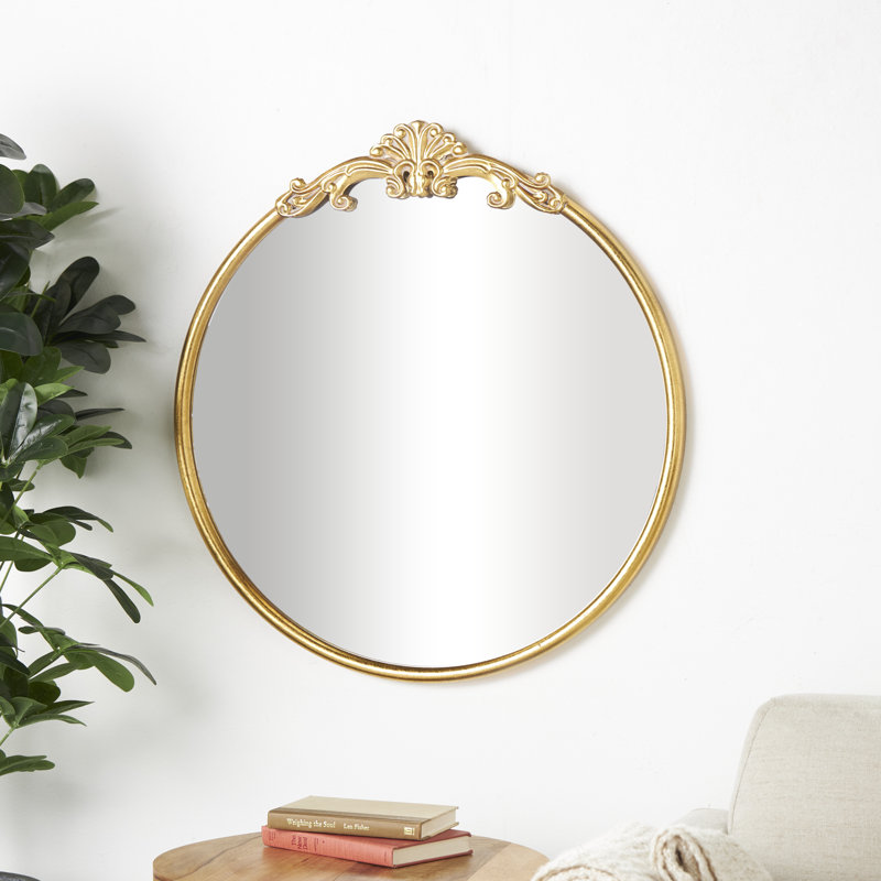 Miroir de plancher audacieux et orné de 28 po x 1 po x 48 po Audranna, 32 po x 30 po, Rond