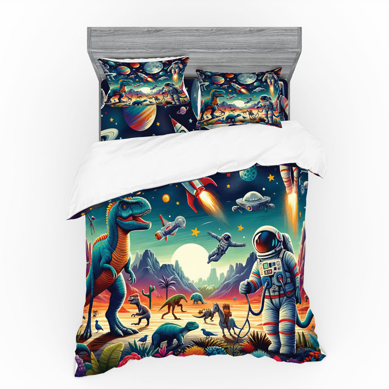 Ensemble de literie Ambesonne Outer Space & multicolore bleu sarcelle, Housse de couette grand + 3 pièces supplémentair