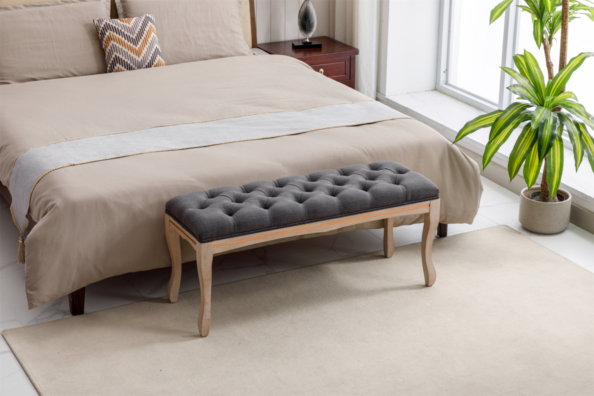 Banc ottoman rembourré, repose-pieds moderne avec siège rembourré doux Banc ottoman rembourré, repose-pieds moderne avec siège rembourré doux