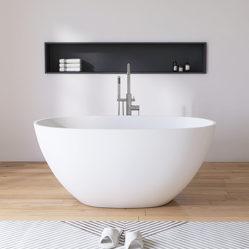 51" x 27" Freestanding Tub Solid Surface Stone Resin Soaking Bathtub