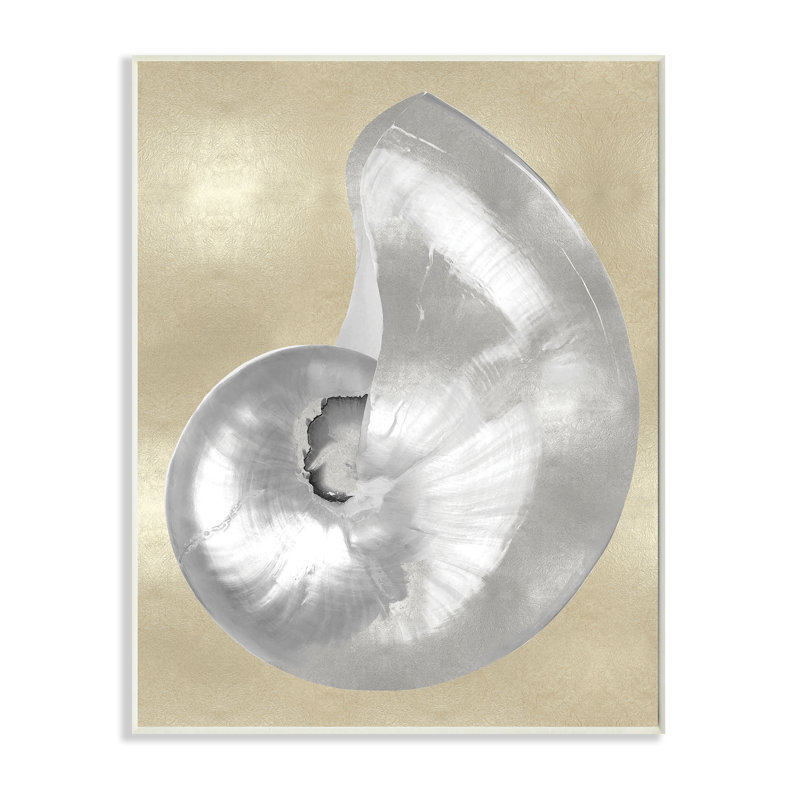 Glam Nautilus coquille gris doux neutre sur beige, Plaque murale, H 15 po x l 10 po