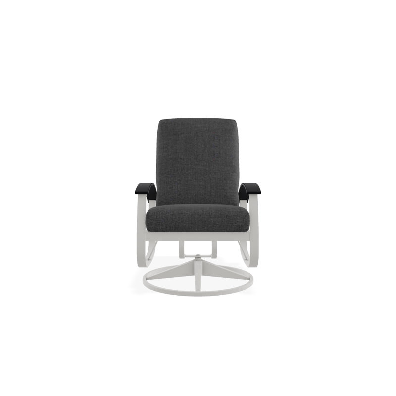 Belle Isle Outdoor Swivel Lounge Chair, Black P70, Cast Slate Sunbrella® Plainweave, Textured Snow