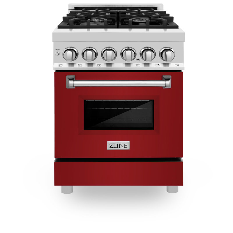 ZLINE 24" Legacy Dual Fuel Range w/ 4 Burner, Red Gloss